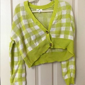 BP lime green checkered cardigan (cropped) 💚